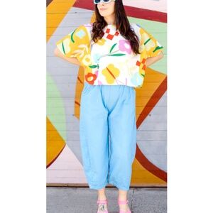 NETTLE STUDIOS San Francisco Cropped Barrel Pant in Neptune Twill - S